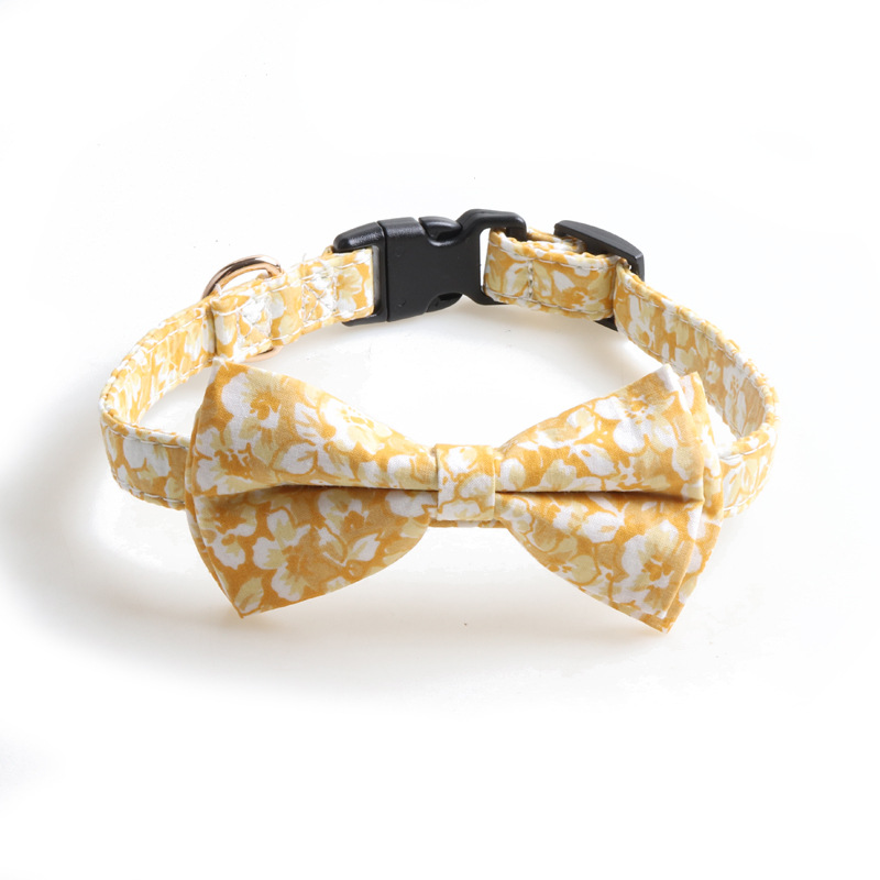 Cotton Floral Pet Collar Bow Tie Set