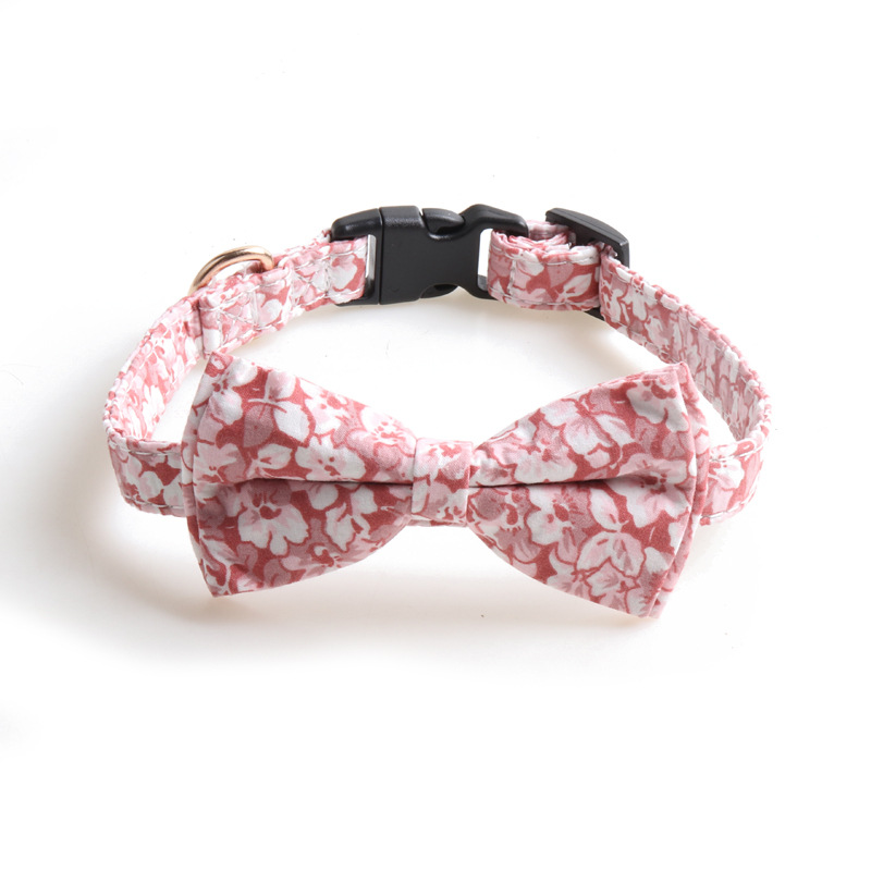 Cotton Floral Pet Collar Bow Tie Set