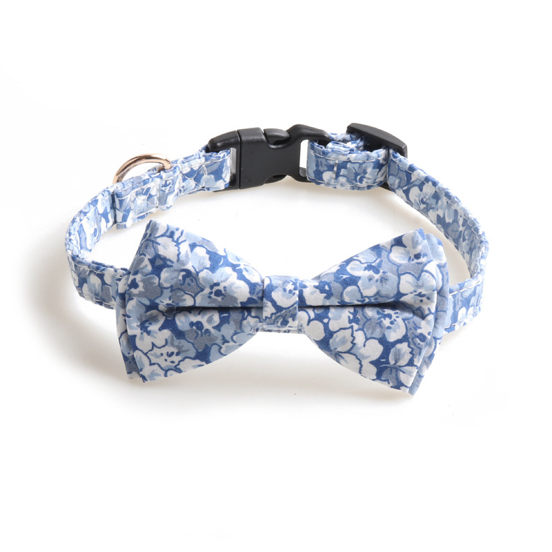 Cotton Floral Pet Collar Bow Tie Set