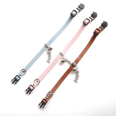 Pastel PU Cat Collar Fishbone Charm Set 02
