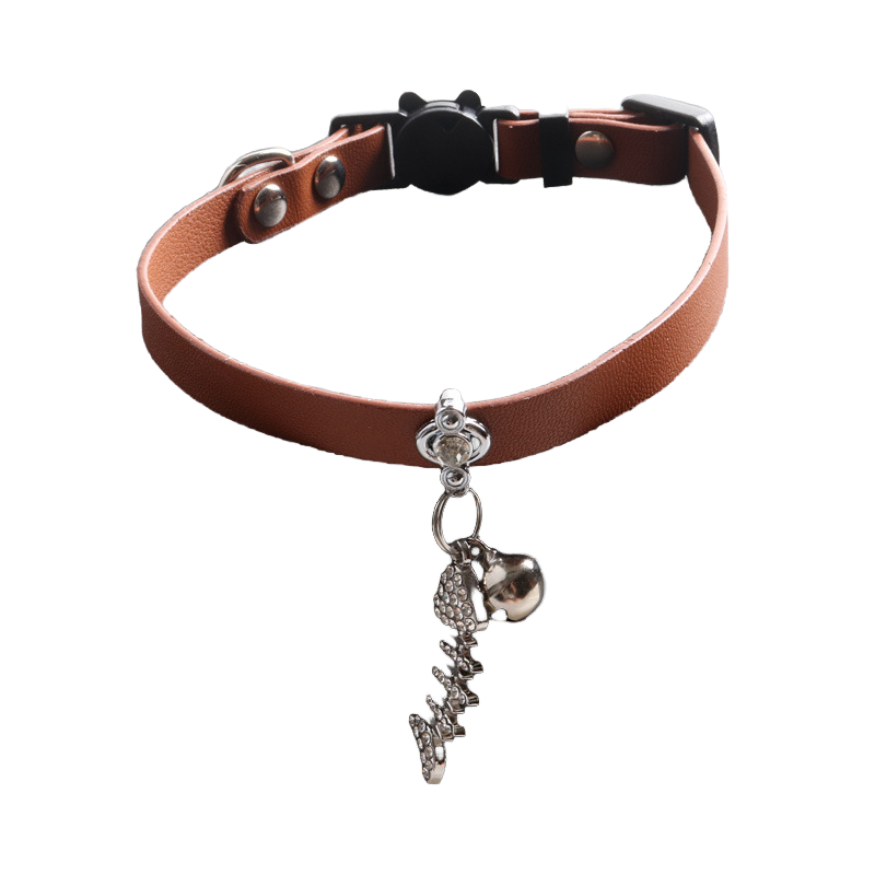 Pastel PU Cat Collar Fishbone Charm Set