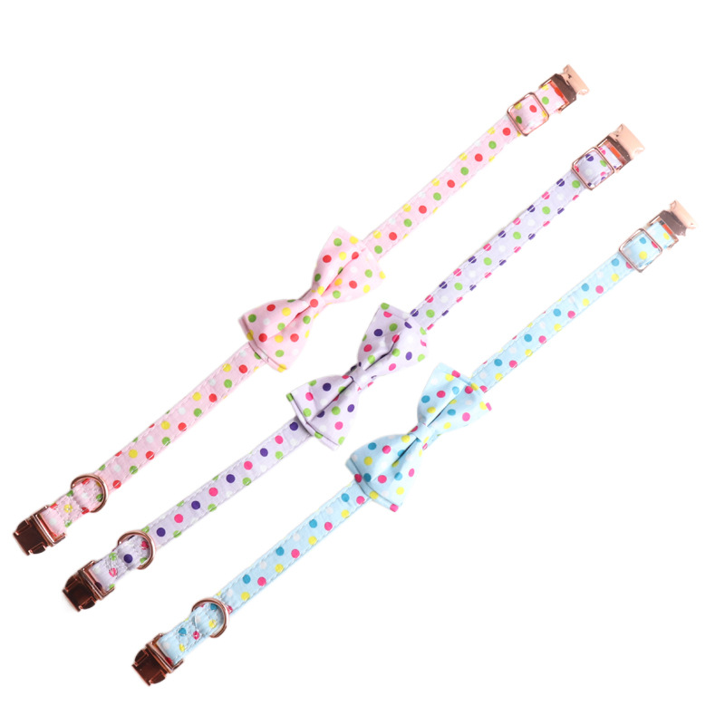 Polka Dot Pet Collar Rose Gold Buckle