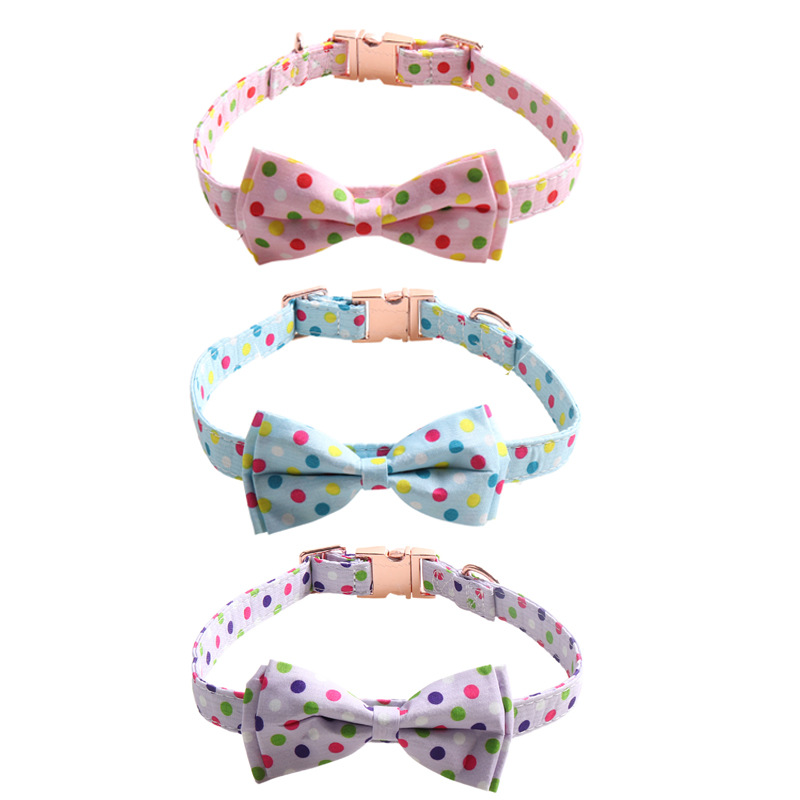 Polka Dot Pet Collar Rose Gold Buckle