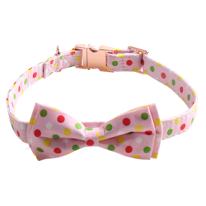 Polka Dot Pet Collar Rose Gold Buckle