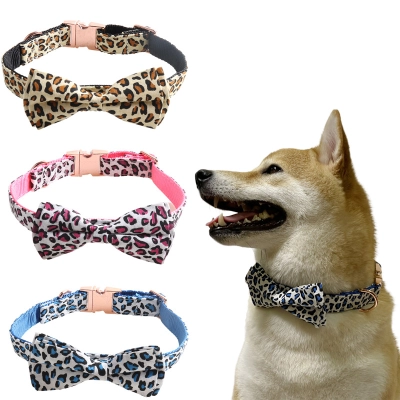 Leopard Print Pet Collar Rose Gold Buckle 01