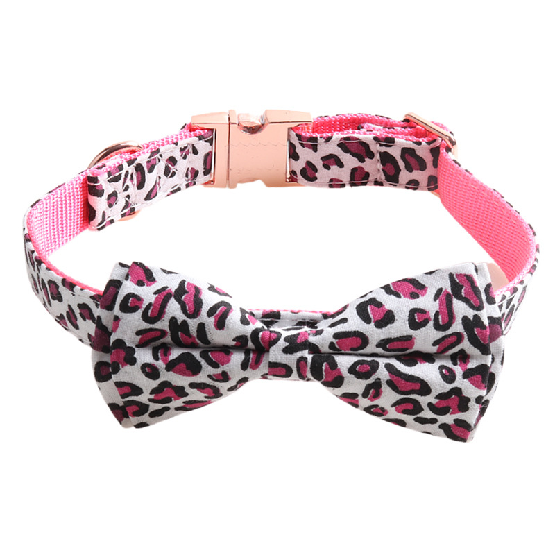 Leopard Print Pet Collar Rose Gold Buckle