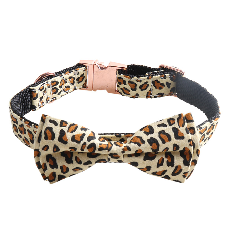 Leopard Print Pet Collar Rose Gold Buckle
