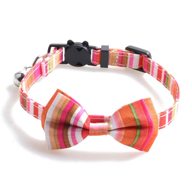 Striped Cat Collar Set Bow Tie Design