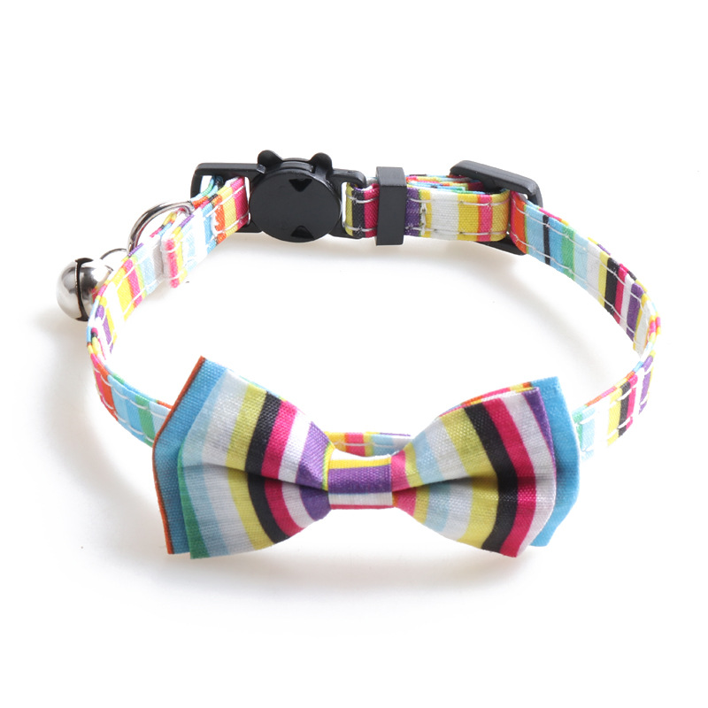 Striped Cat Collar Set Bow Tie Design