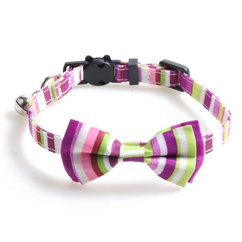 Striped Cat Collar Set Bow Tie Design