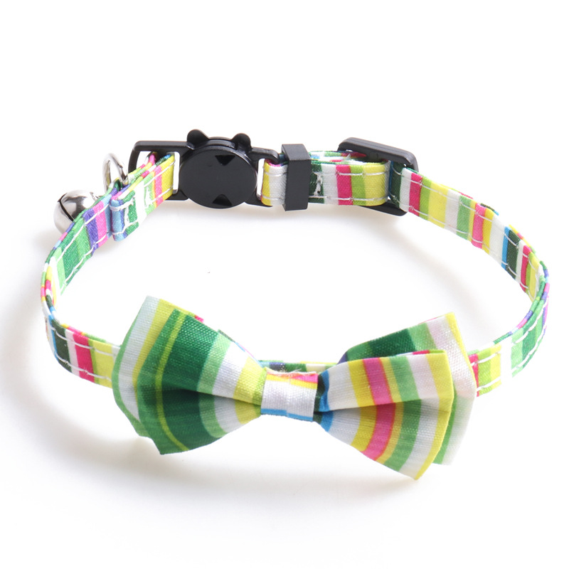 Striped Cat Collar Set Bow Tie Design