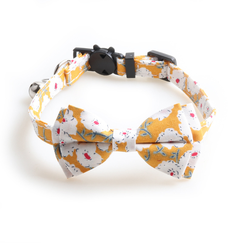 Floral Pet Collar Set Bow Tie Design
