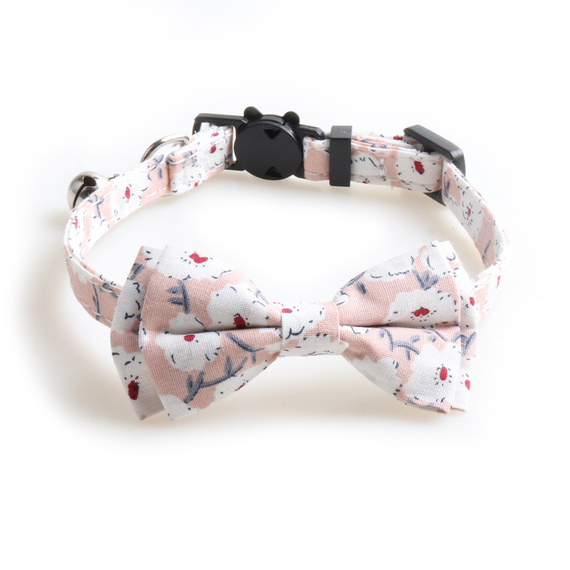 Floral Pet Collar Set Bow Tie Design
