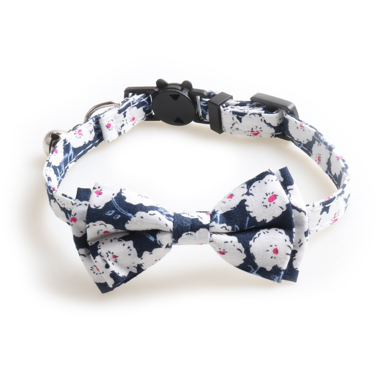 Floral Pet Collar Set Bow Tie Design