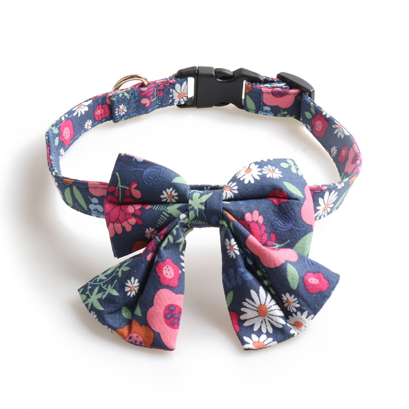 Floral Pet Collar Set Bow Decorations