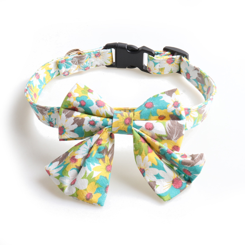 Floral Pet Collar Set Bow Decorations