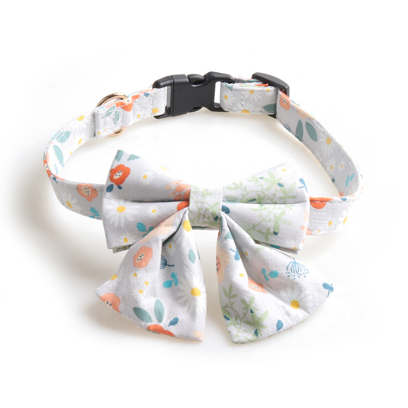 Floral Pet Collar Set Bow Decorations