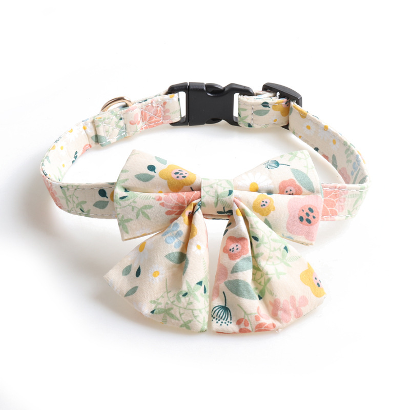 Floral Pet Collar Set Bow Decorations