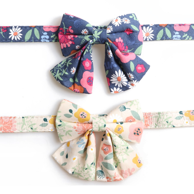 Floral Pet Collar Set Bow Decorations