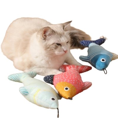 Catnip Fish Cat Toy Set Bell Decorations 02