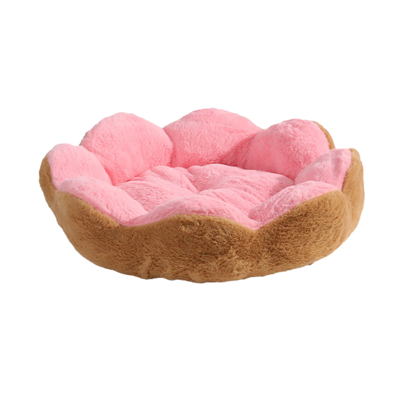 Floral Pet Bed Set Rabbit Fur Material