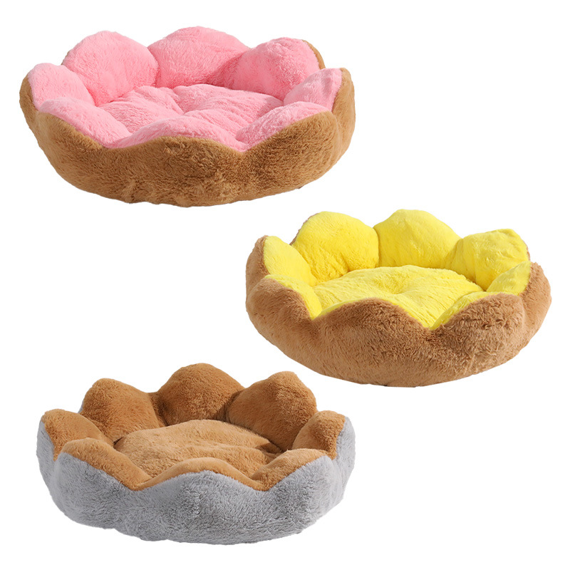 Floral Pet Bed Set Rabbit Fur Material