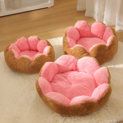 Floral Pet Bed Set Rabbit Fur Material 02