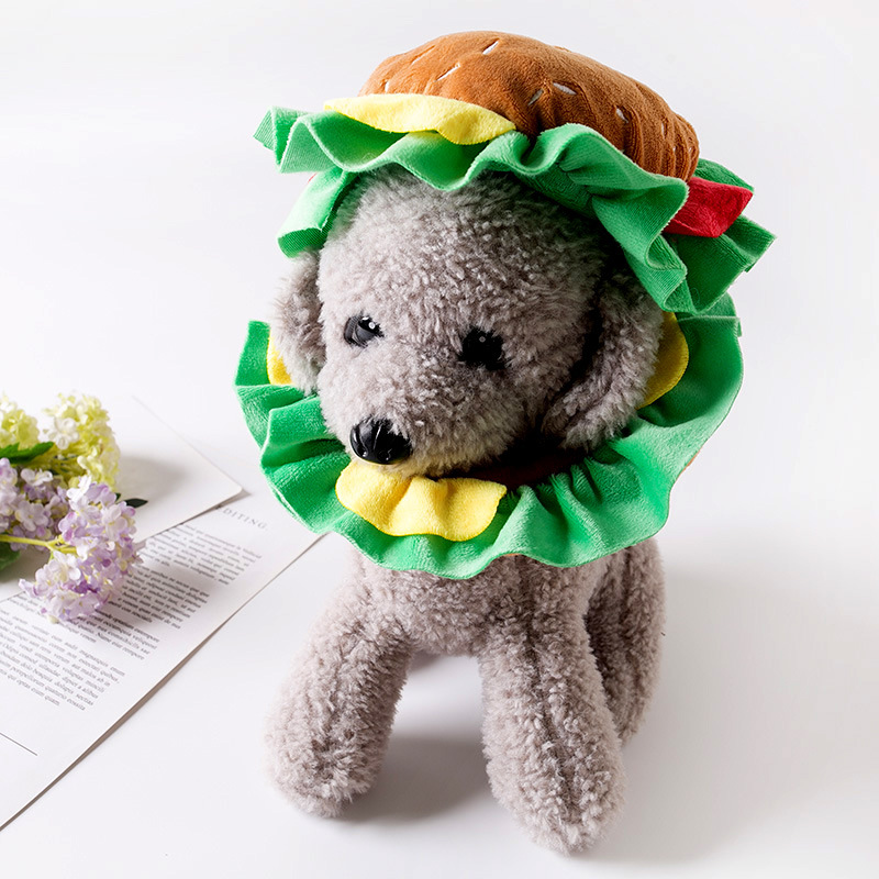 Hamburger Pet Costume Set Adjustable Collar