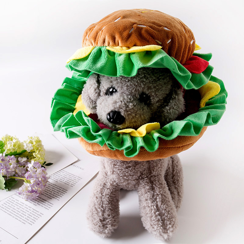 Hamburger Pet Costume Set Adjustable Collar