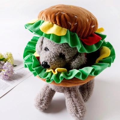 Hamburger Pet Costume Set Adjustable Collar 02