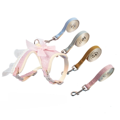 Princess Pet Harness Set Pearl Decorations 01