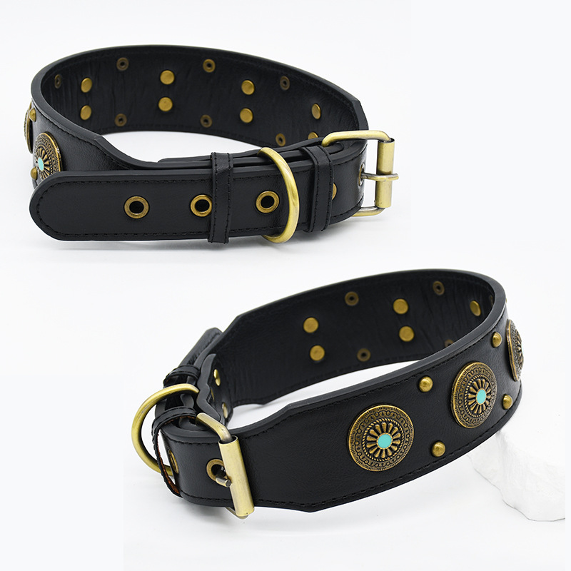 Vintage Studded Dog Collar Set Leather