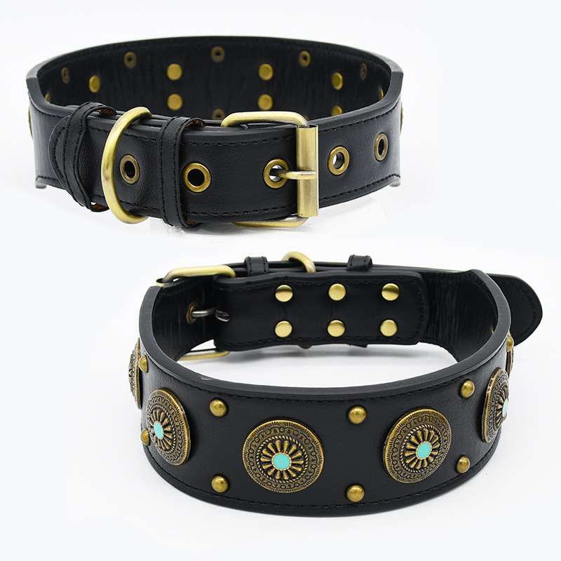 Vintage Studded Dog Collar Set Leather