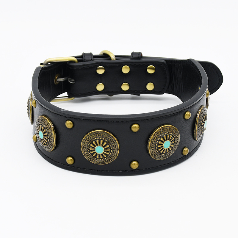 Vintage Studded Dog Collar Set Leather