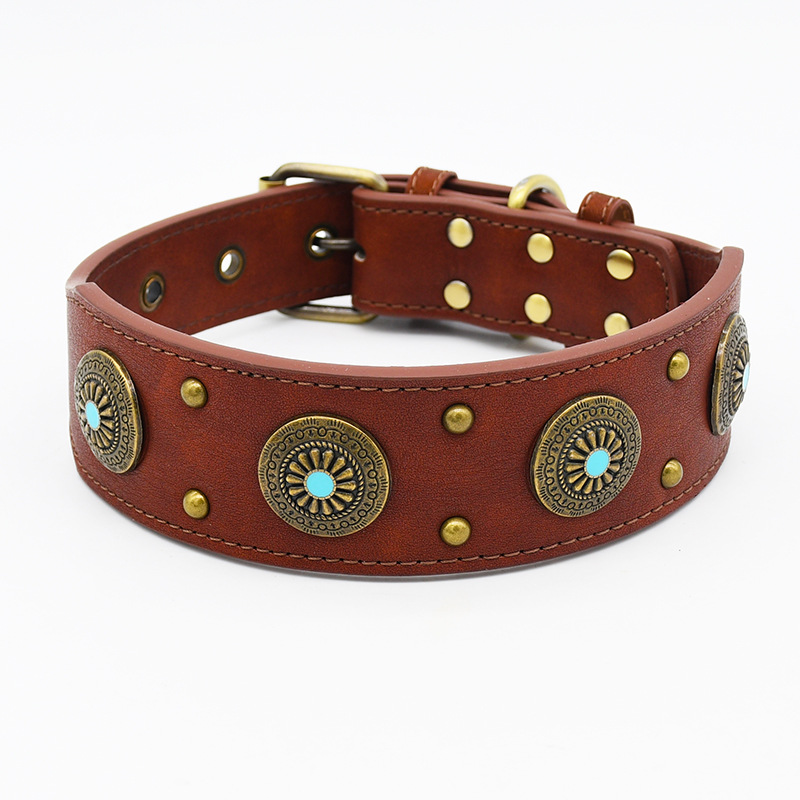Vintage Studded Dog Collar Set Leather