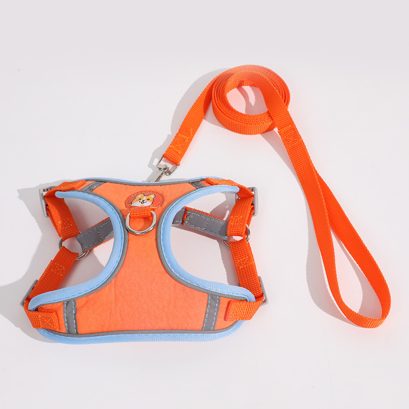 Breathable Dog Harness Set Reflective Trim