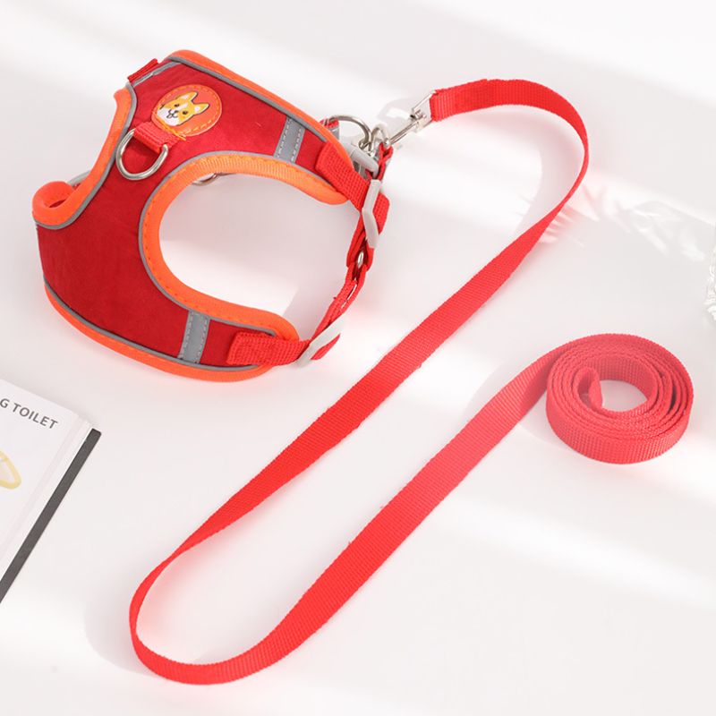 Breathable Dog Harness Set Reflective Trim
