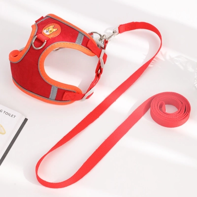 Breathable Dog Harness Set Reflective Trim 02