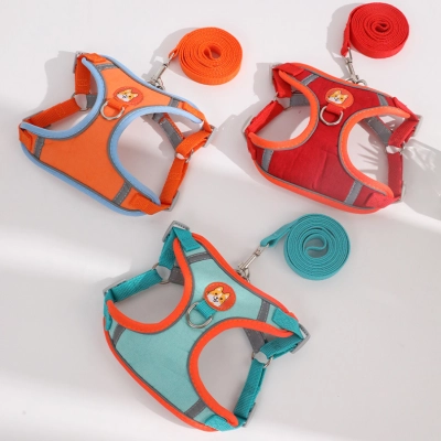 Breathable Dog Harness Set Reflective Trim 01