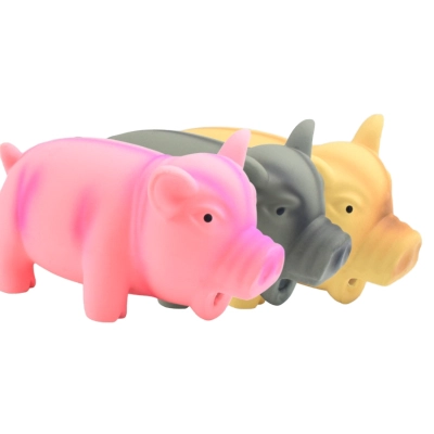 Natural Latex Pig Toy Set Three Colors 01