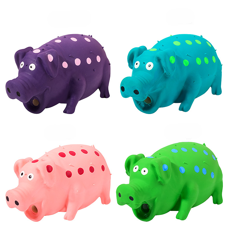 Spiky Pig Dog Toy Set Soft Latex