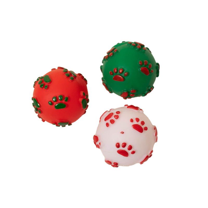 Paw Print Dog Toy Set Christmas Colors