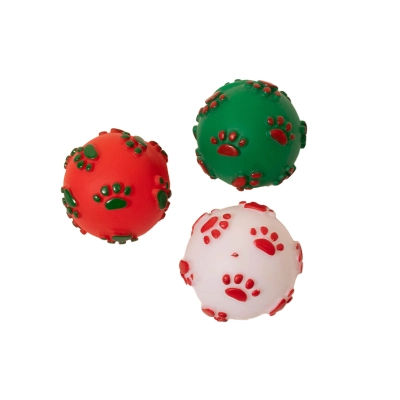 Paw Print Dog Toy Set Christmas Colors 01