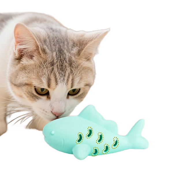 Fish Shape Cat Toy Set With Treat Holes