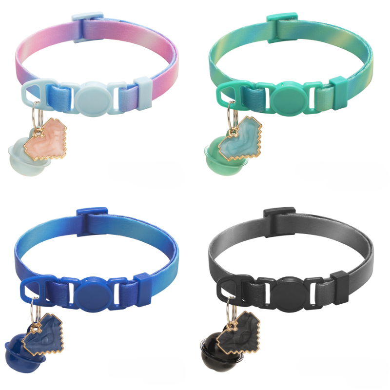 Gradient Color Pet Collar Set With Heart Charm