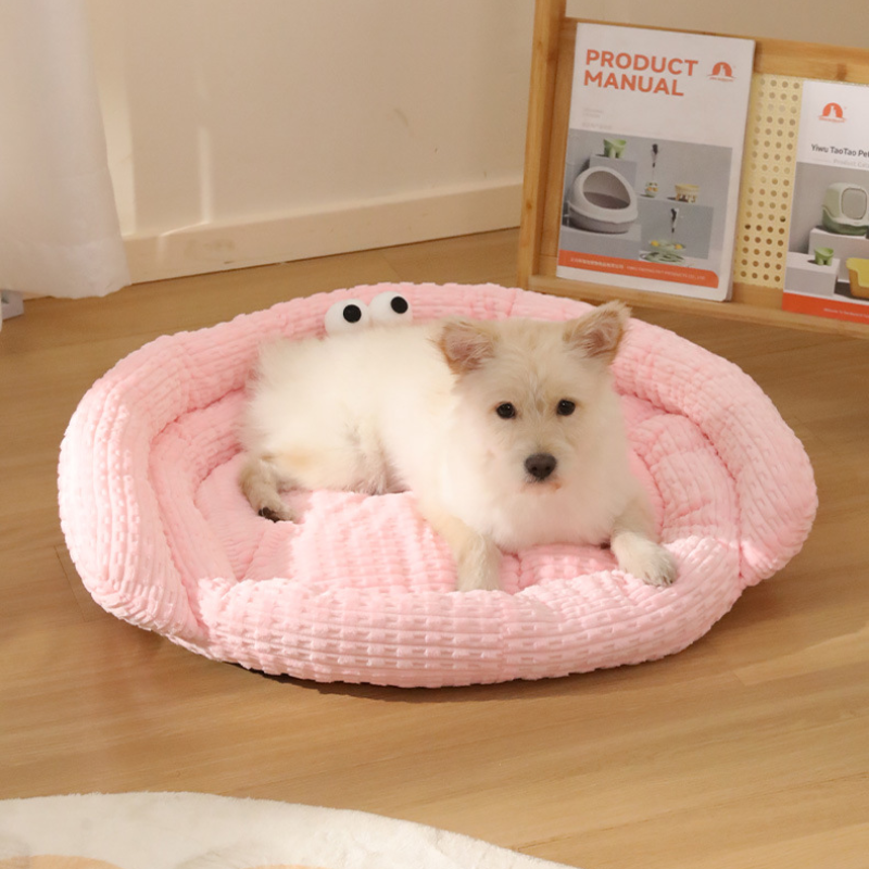 Flannel Pet Bed With Double Backrest
