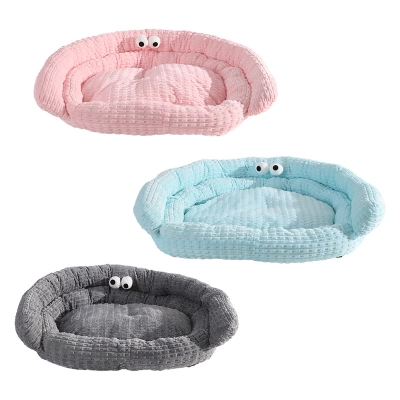 Flannel Pet Bed With Double Backrest 01