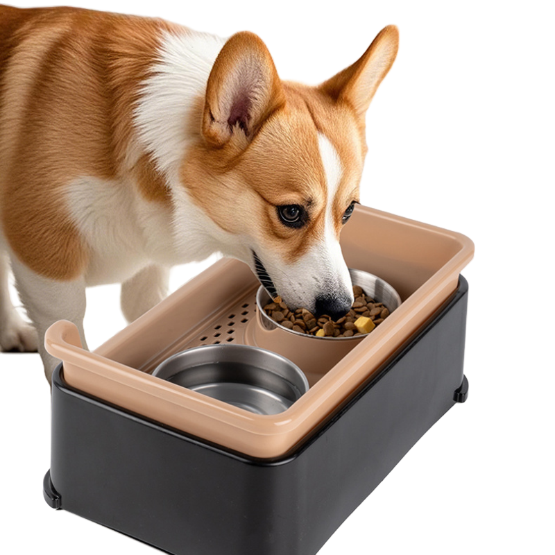 Elevated Pet Feeder Set Two Bowls