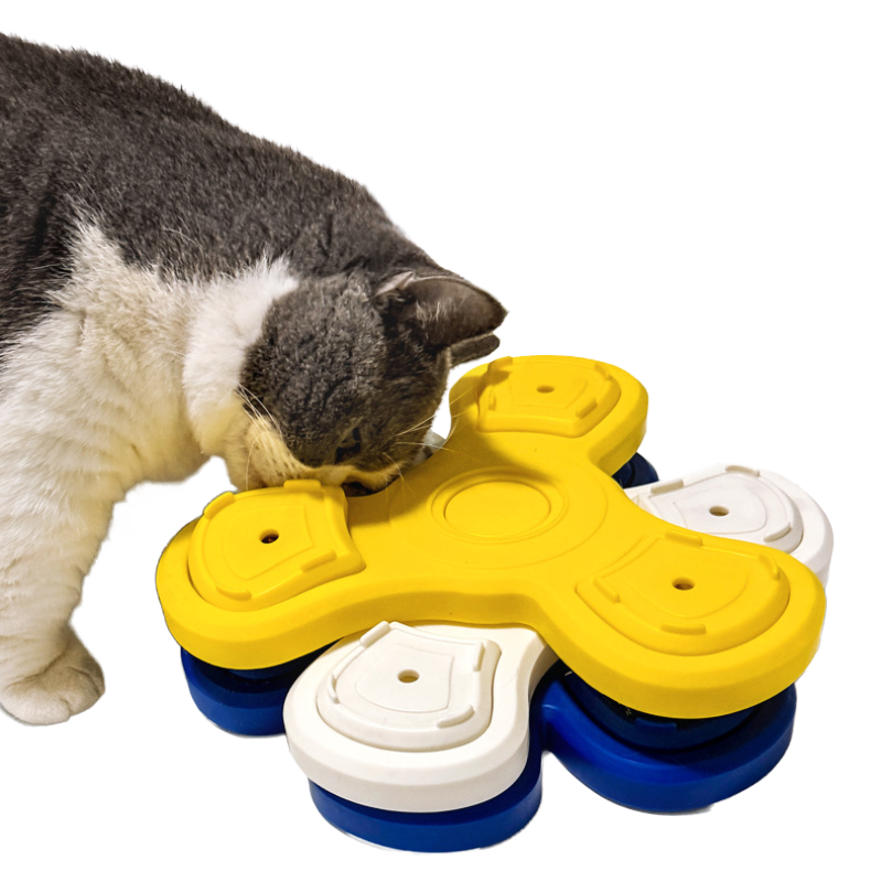Rotating Pet Feeder With Hidden Compartments
