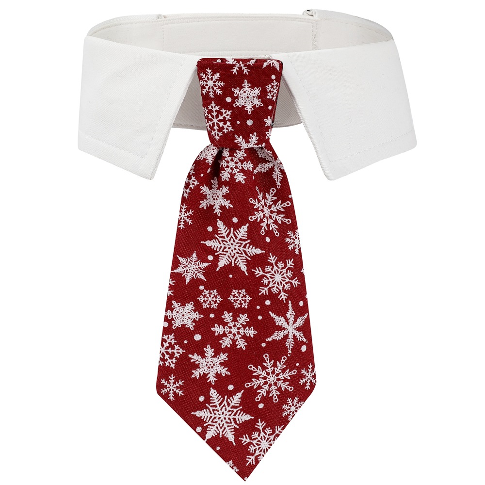 Christmas Dog Bow Tie With Snowflake Pattern